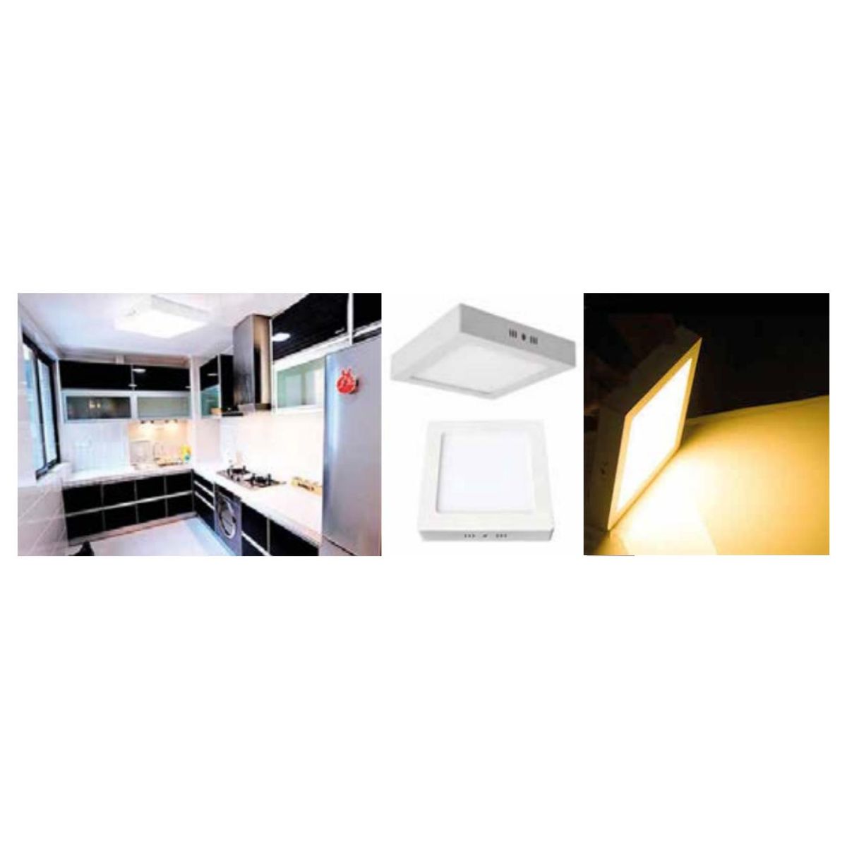 DBLUE - Plafón Foco Led Panel Cuadrado Sobrepuesto Luz Cálida Amarilla