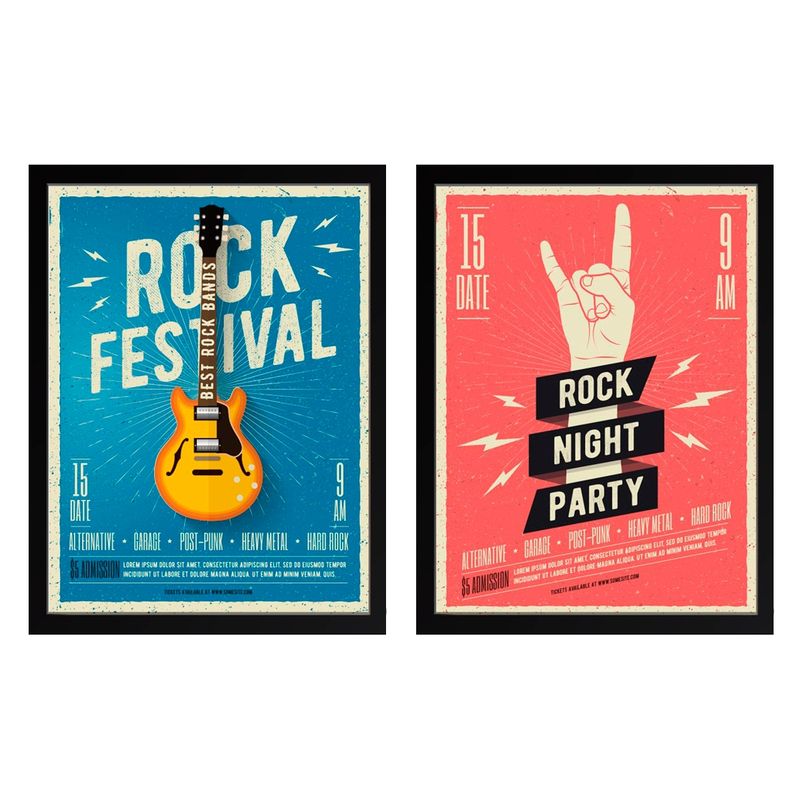 PAPEL ILUSTRADO - Set 2 Rock 50X70 Marco Negro