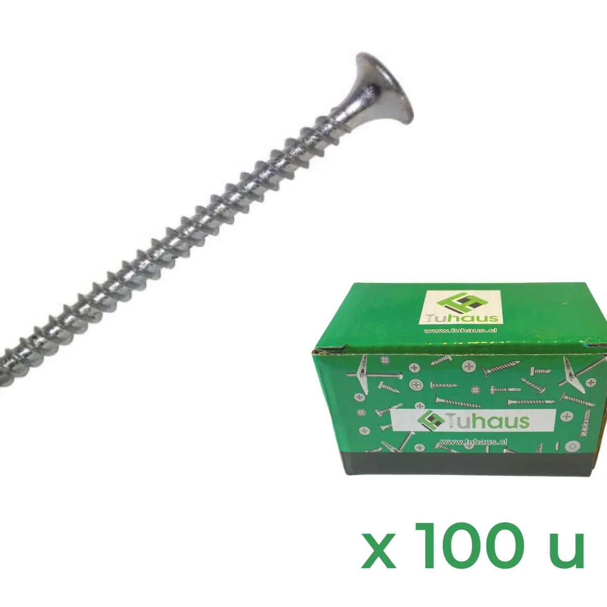 TUHAUS - Tornillo Volcanita CRS 6x2 1/2  pulgadas Zincado - Caja de 100u