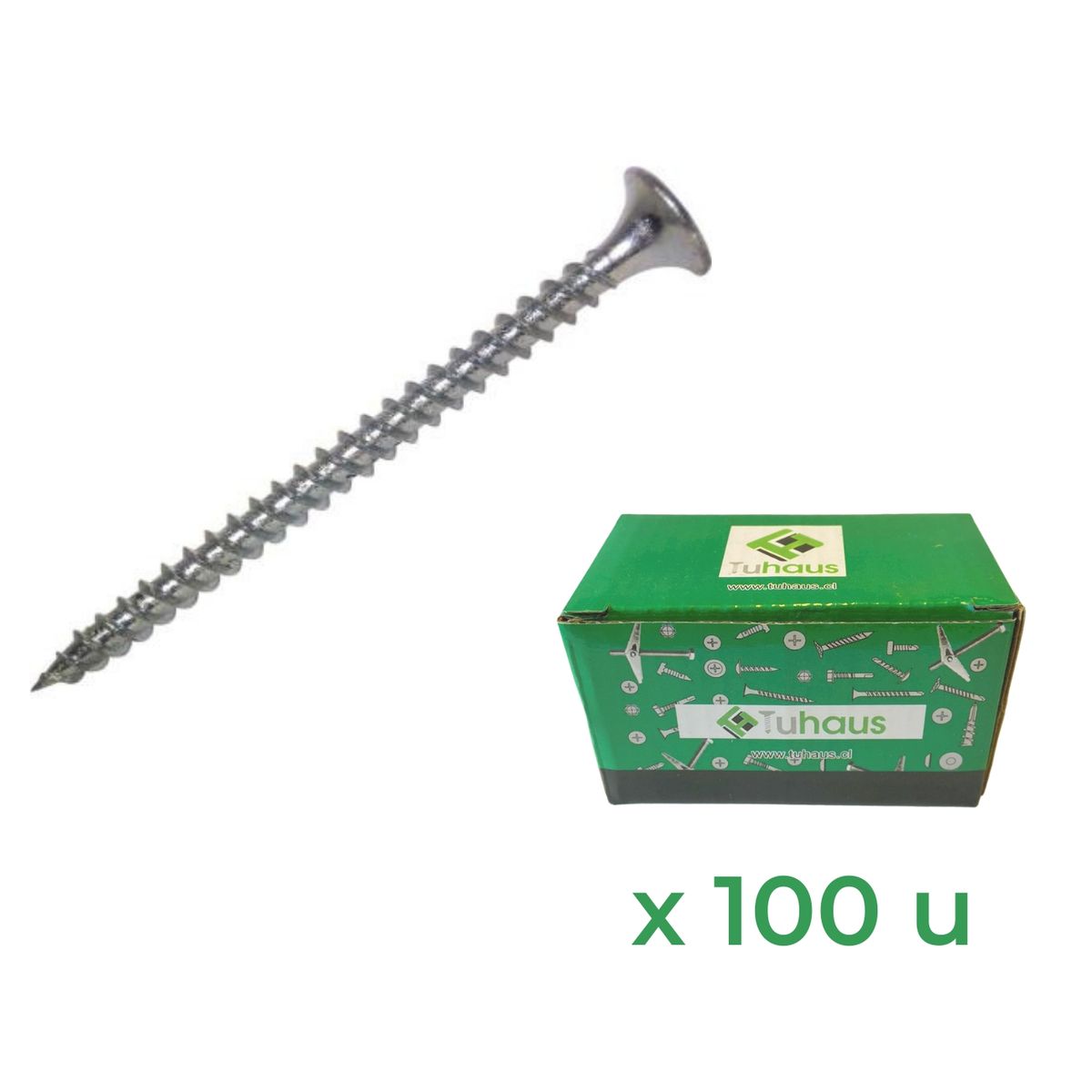 TUHAUS - Tornillo Volcanita CRS 6x2 1/2  pulgadas Zincado - Caja de 100u
