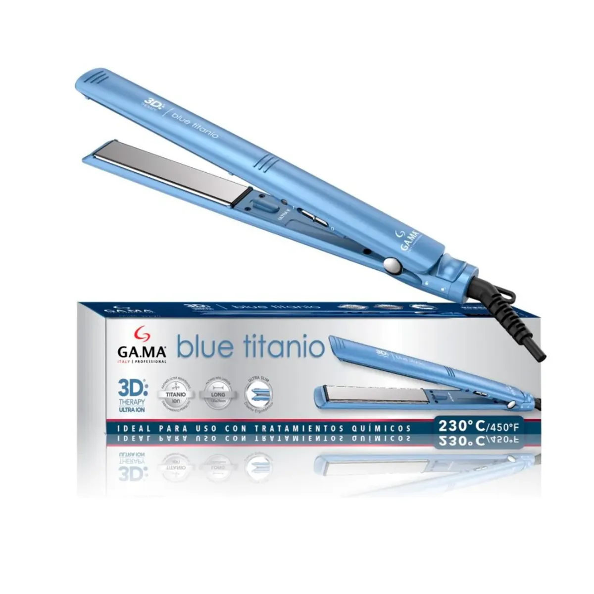 GAMA - Plancha Alisadora Gama Elegance Blue Titanio 3D Ultra ION