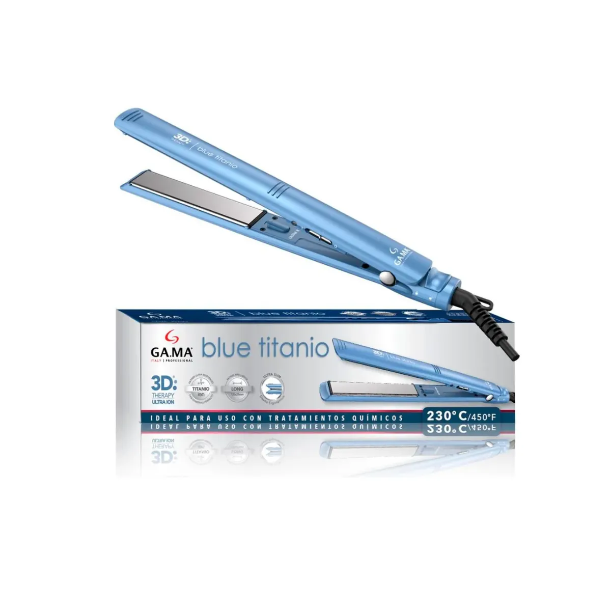 GAMA - Plancha Alisadora Gama Elegance Blue Titanio 3D Ultra ION