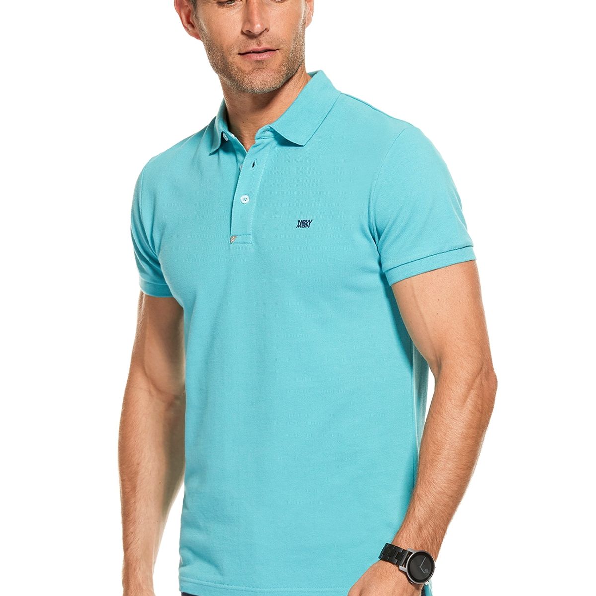 NEW MAN - Polera Polo Pique Azul New Man