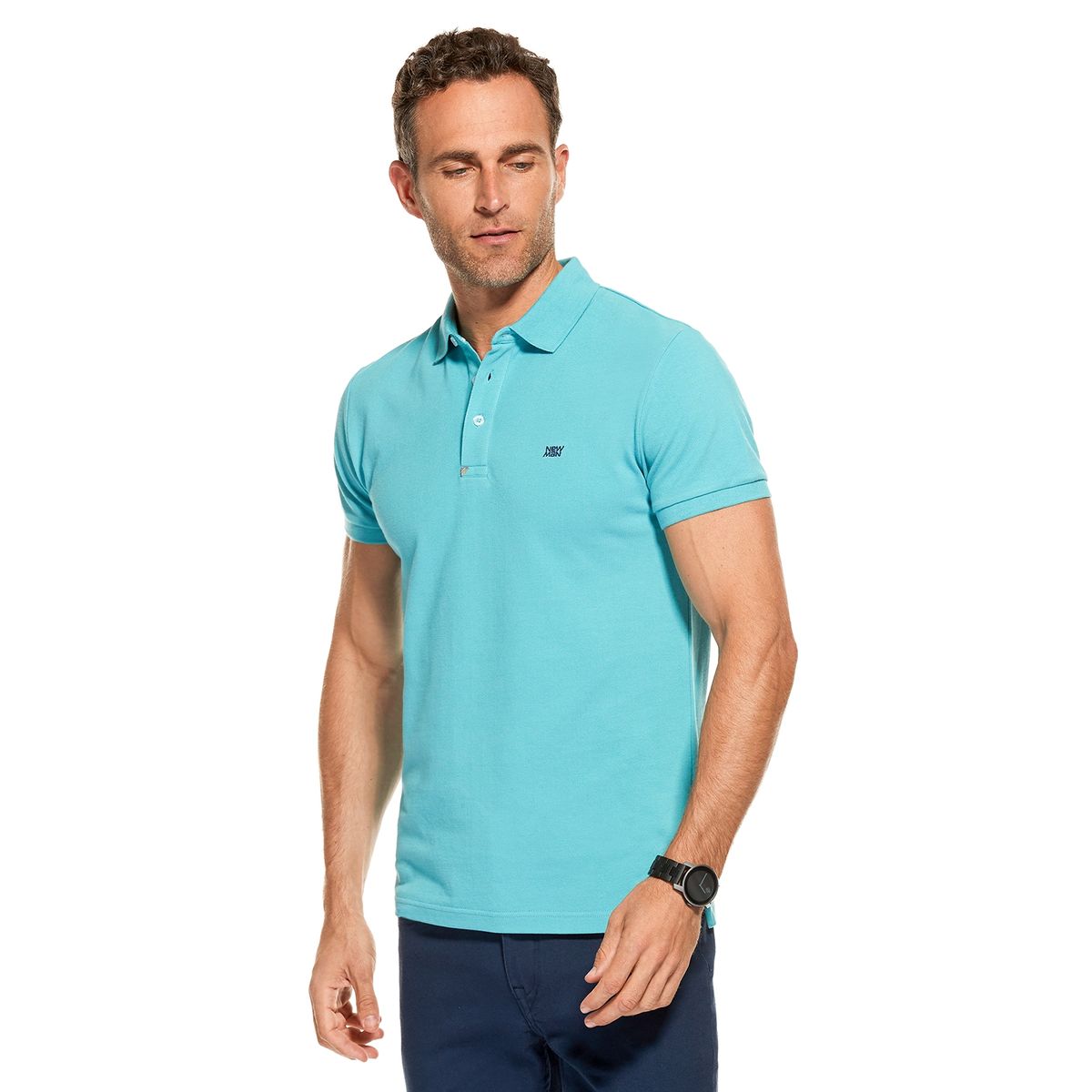 NEW MAN - Polera Polo Pique Azul New Man