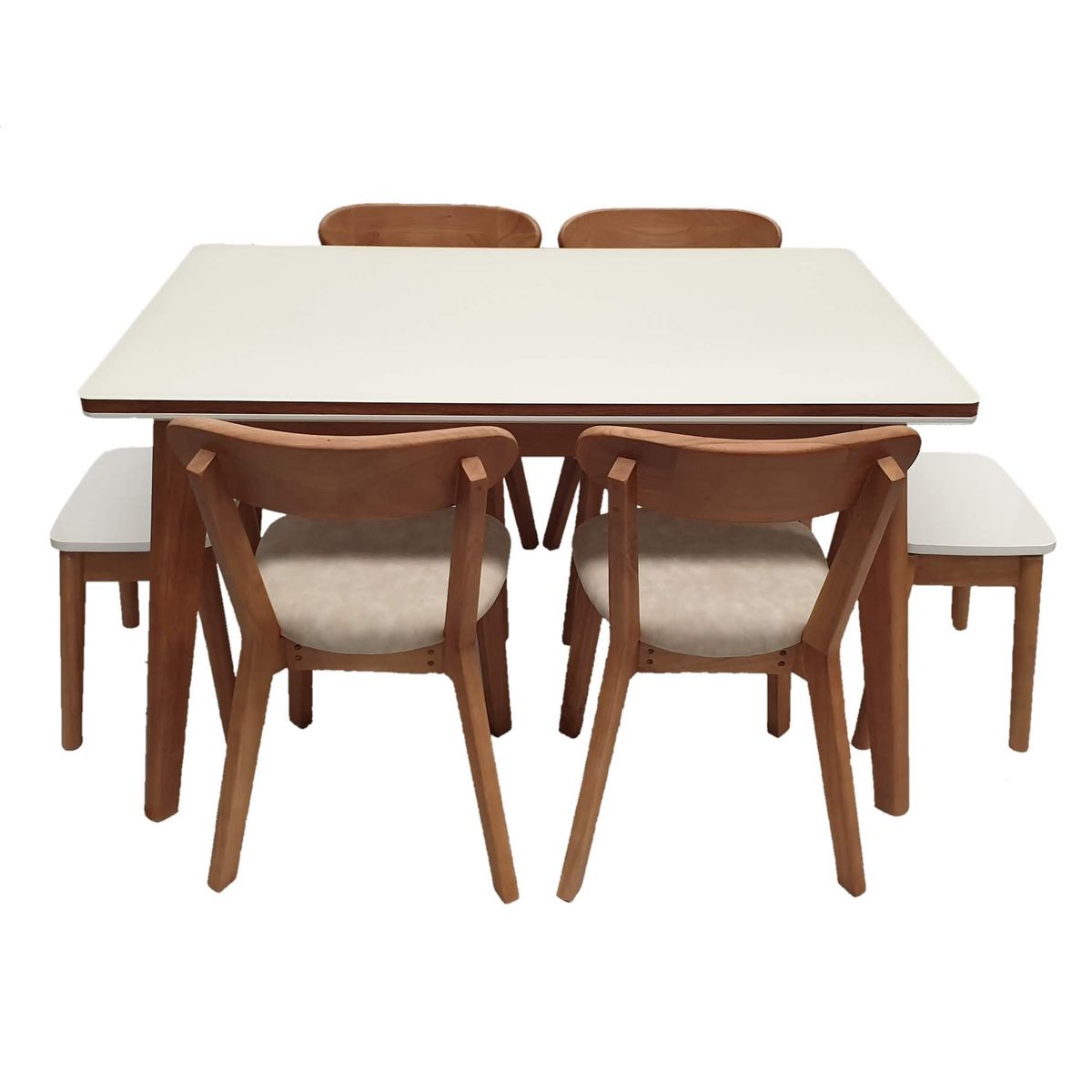 EL BARCO - COMEDOR MELBOURNE 4 SILLAS + 2 PISO OTOMANO