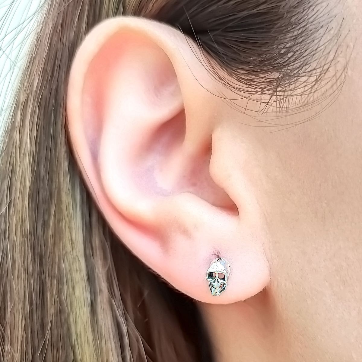 ANDREA COGGIOLA JOYAS - Aros Cráneo Plata Fina 925