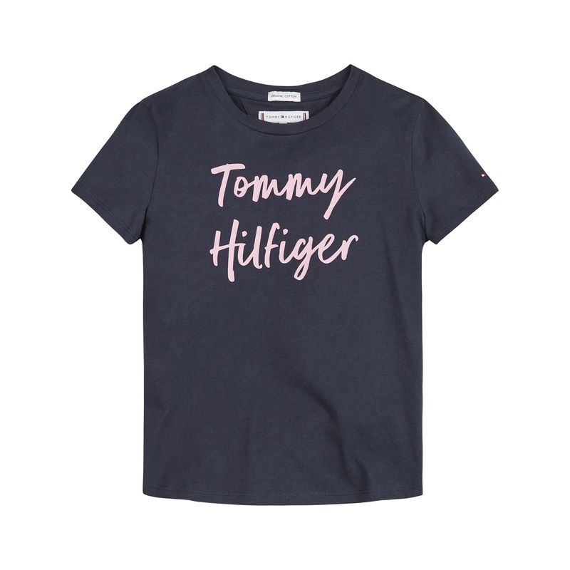 TOMMY HILFIGER - Polera Essential Con Logo Script Azul Tommy Hilfiger