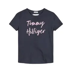 TOMMY HILFIGER - Polera Essential Con Logo Script Azul