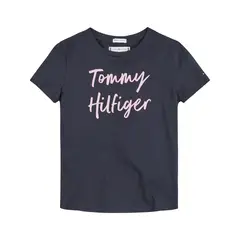 TOMMY HILFIGER - Polera Essential Con Logo Script Azul