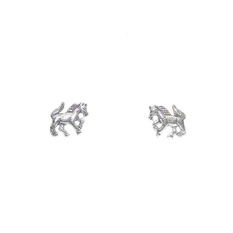 Aros Mini Caballito Plata Fina Ley 925 Plateado TALLA UNICA