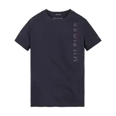 TOMMY HILFIGER - Polera De Niño Con Logo Vertical Azul