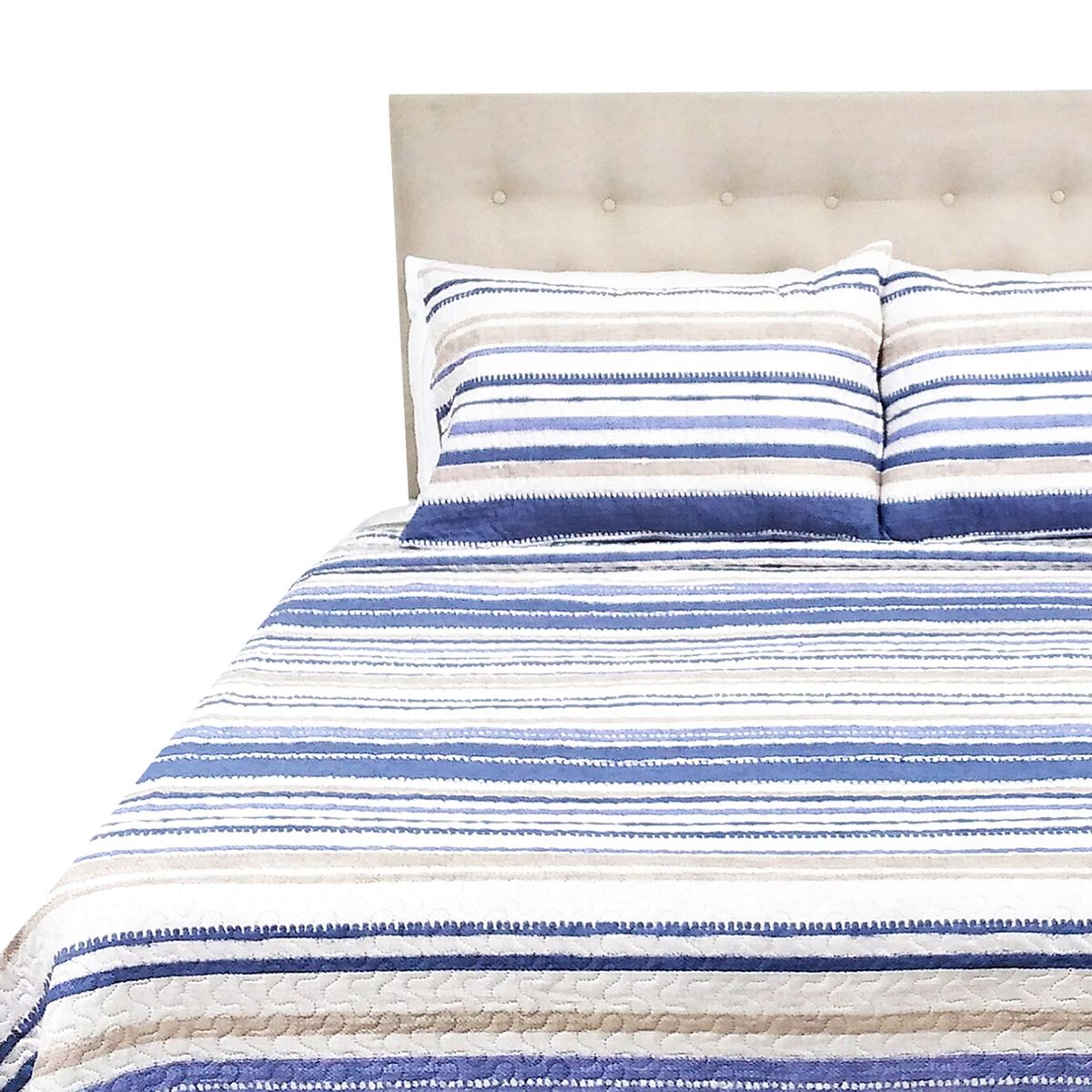 CHANTILLY - Cubrecama Microfibra Estampado Lineas 2.5 Plazas CHANTILLY