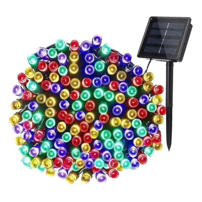 GENERICO - Luces 100 Led Guirnalda Solar Colores 20 Metros Decoracion