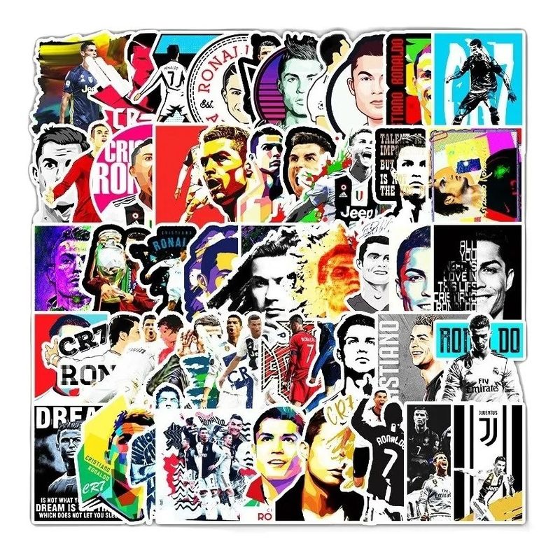 GARSIL - 50 Stickers Cr7 / Cristiano Ronaldo - Etiquetas Autoadhesivas