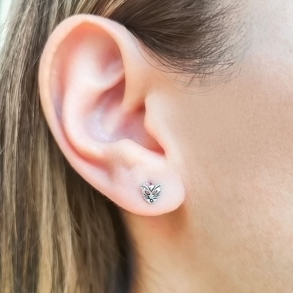 COGGIOLA - Aros Carita Gato Mini Plata Fina Ley 925