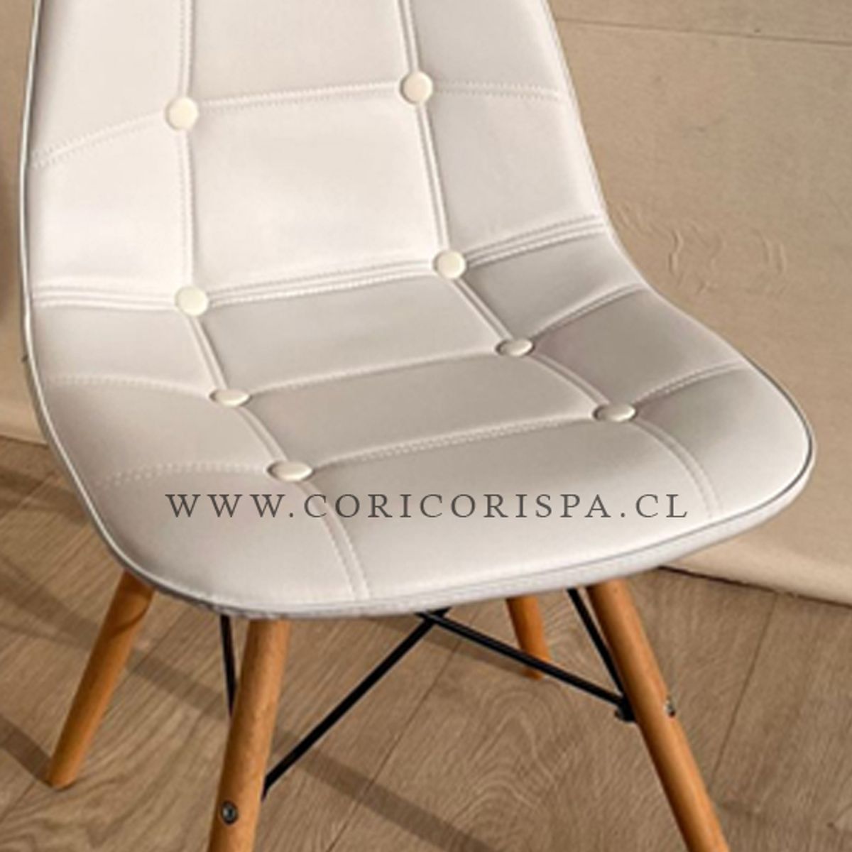 CORI CORI - Silla Capitonné Eames Ecocuero Blanca