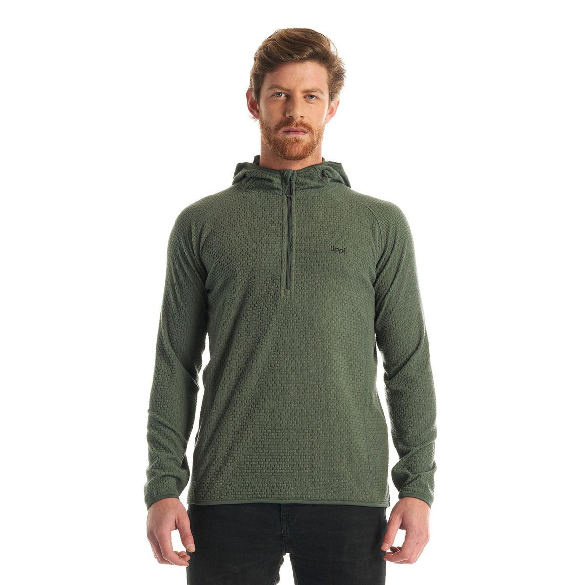 LIPPI - Poleron Hombre Jacaranda Nano-F 14 Zip Hoody Verde Grisaceo Lippi
