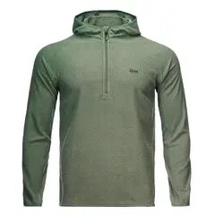 LIPPI - Poleron Hombre Jacaranda Nano-F 14 Zip Hoody Verde Grisaceo