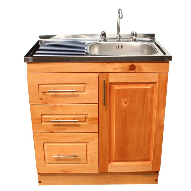 MUEBLES RIO TOLTEN - kit lavaplatos de aglomerado con frente de madera 80 cm de ancho
