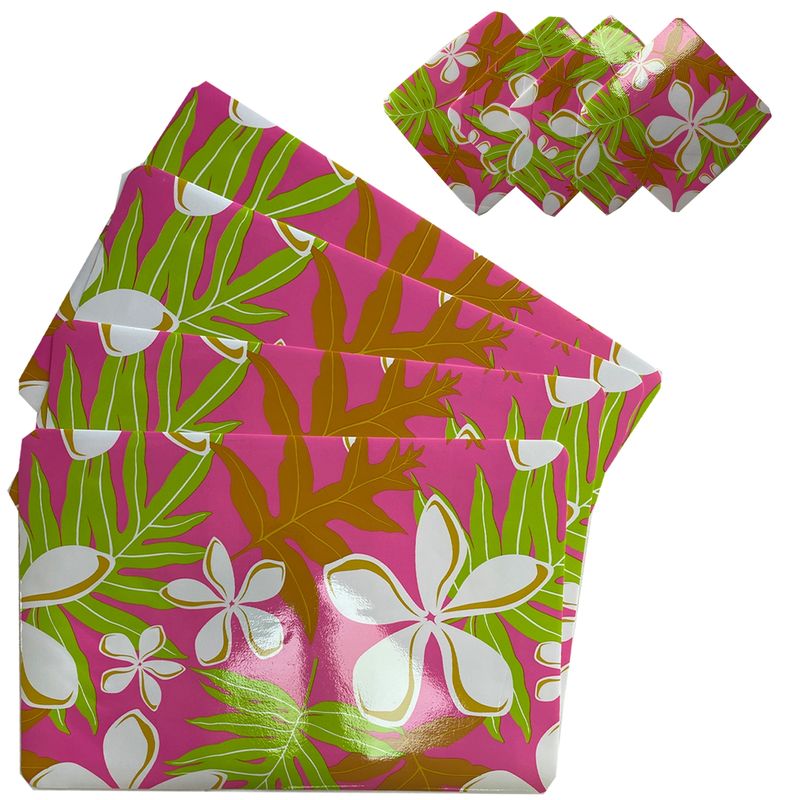 MALLORCA - Set 4 Individuales Más 4 Posavasos Floral 8 Piezas