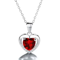 GENERICO - Collar Con Colgante Plata 925 Corazón Circones Elegante Joya Mujer