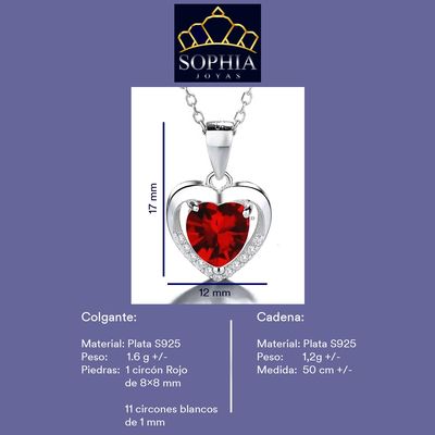 Imagen 2 del producto Collar Con Colgante Plata 925 Corazón Circones Elegante Joya Mujer