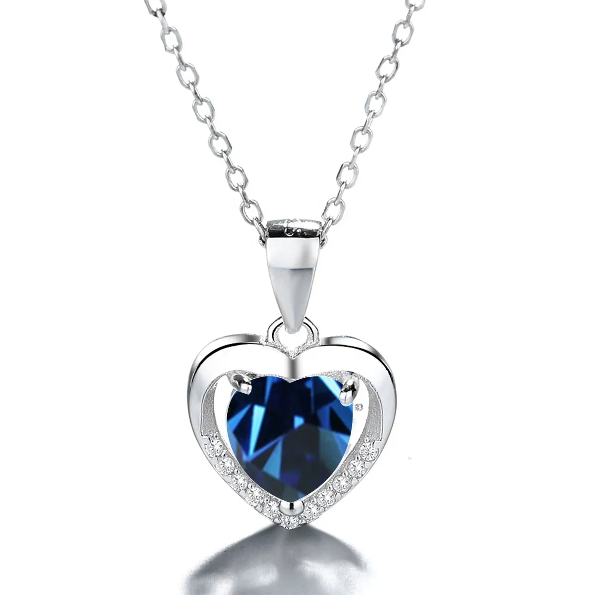 GENERICO - Collar Con Colgante Plata 925 Corazón Circones Elegante Joya Mujer