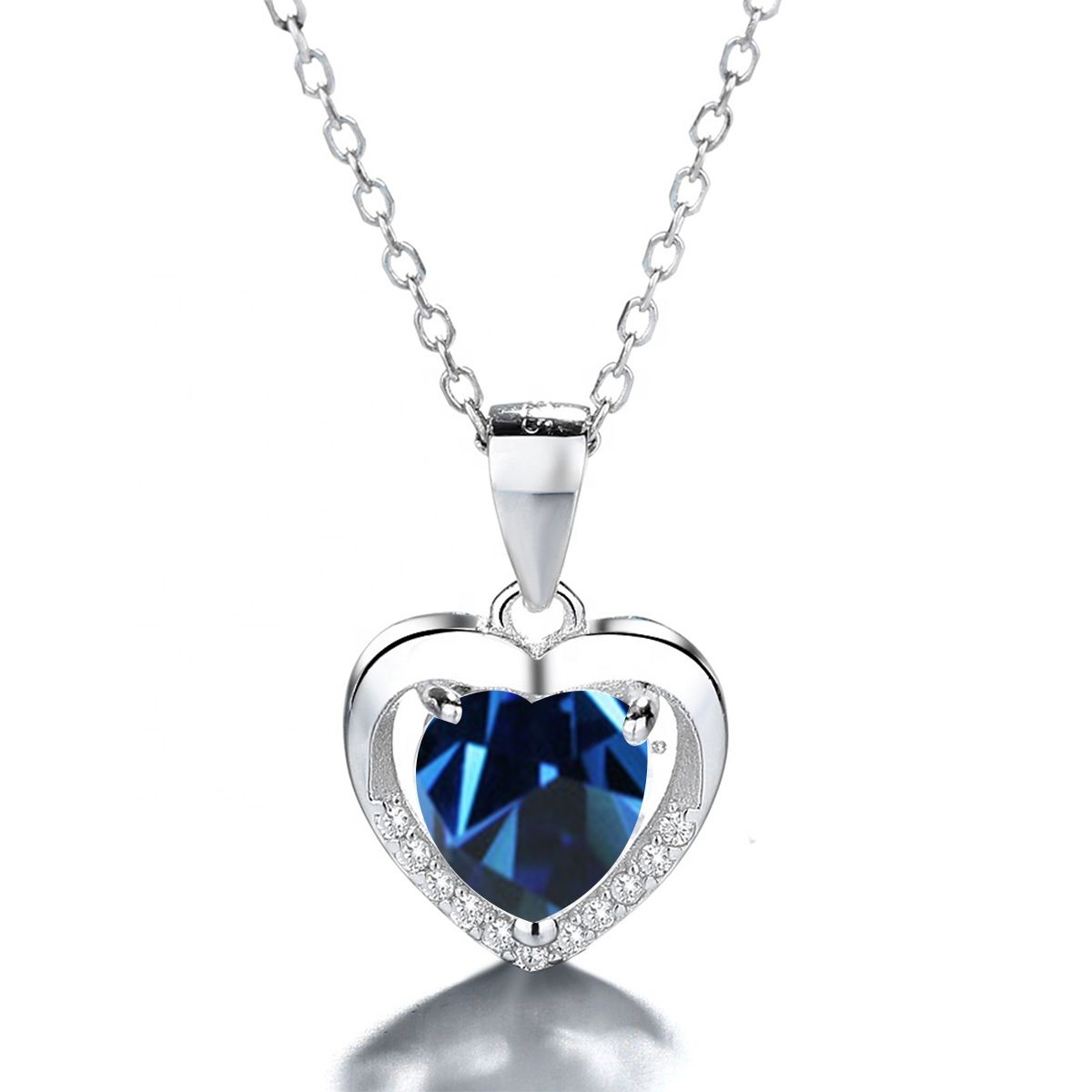 GENERICO - Collar Con Colgante Plata 925 Corazón Circones Elegante Joya Mujer