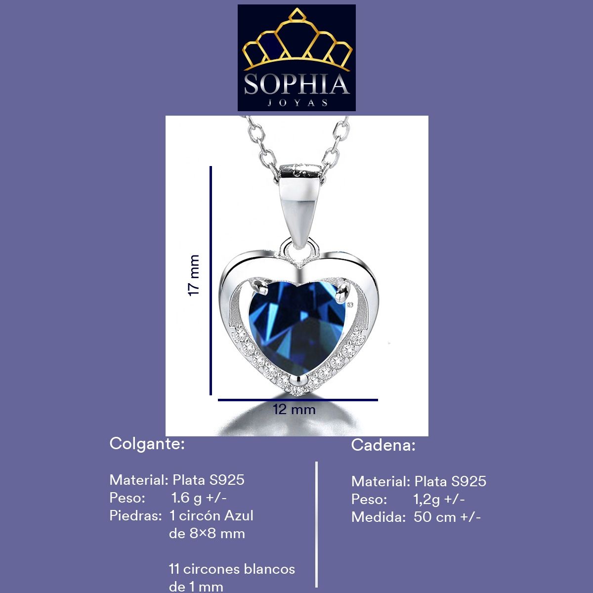 GENERICO - Collar Con Colgante Plata 925 Corazón Circones Elegante Joya Mujer