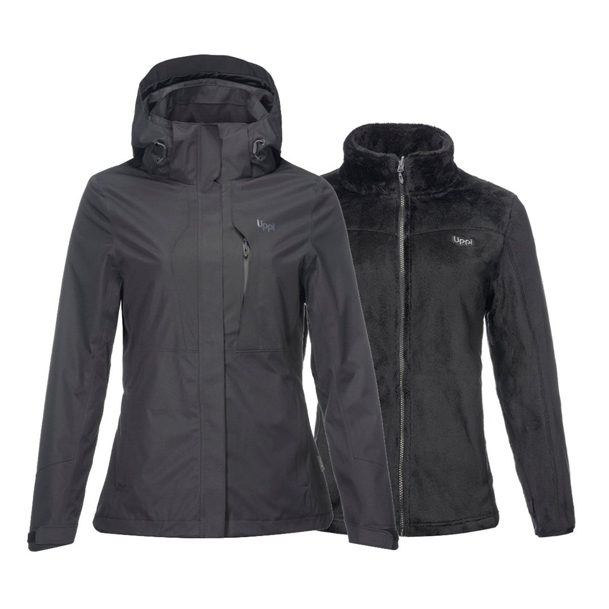 LIPPI - Chaqueta Mujer Tres Cruces Fusion-3 Hoody Jacket Vino Gris Oscuro Lippi