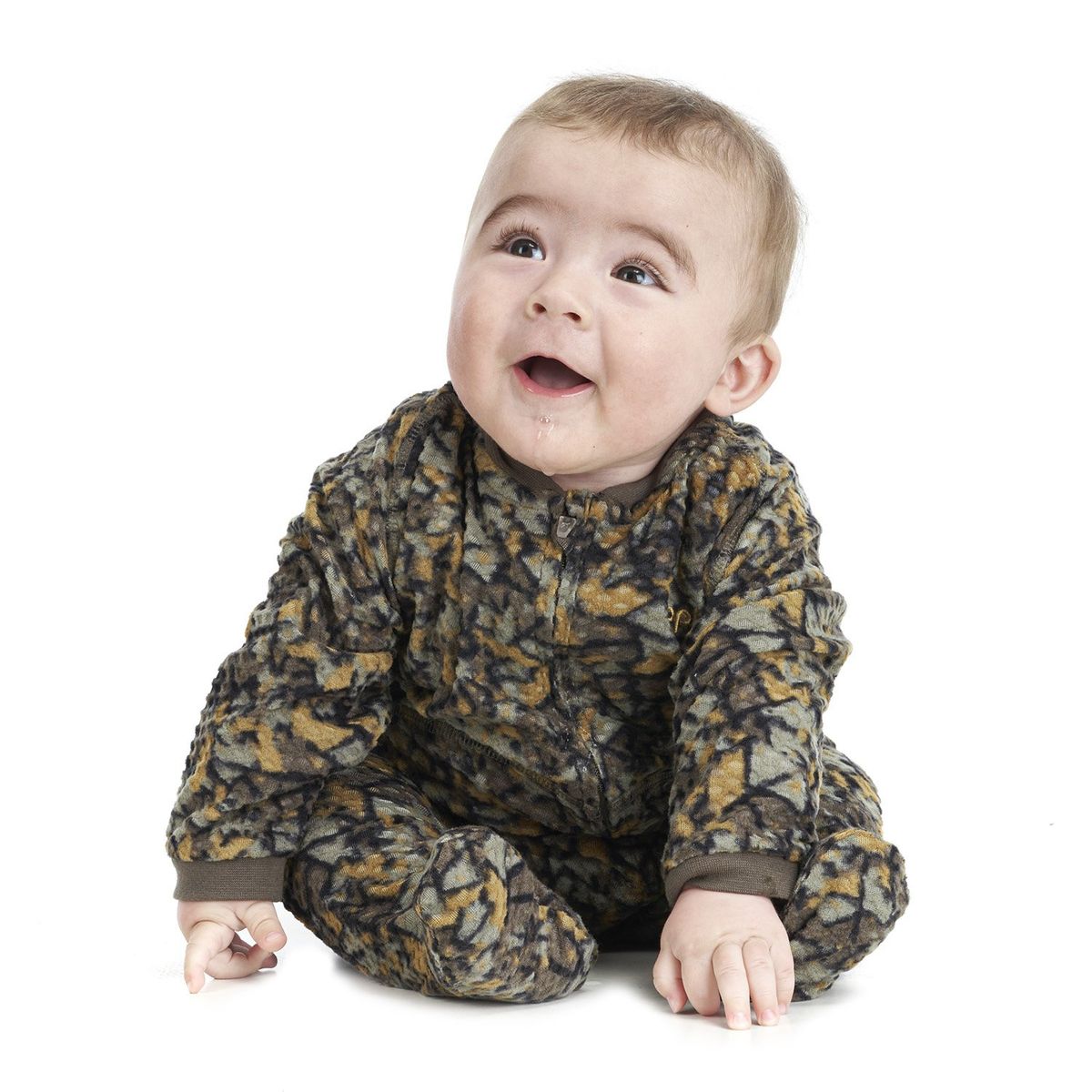 LIPPI - Enterito Baby Boy Saltamontes Nano-F Full Zip Onesie Print Verde Militar Lippi