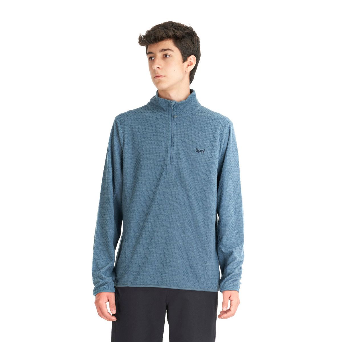 LIPPI - Poleron Teen Boy Mild Nano-F 14 Zip Azul Grisaceo Lippi