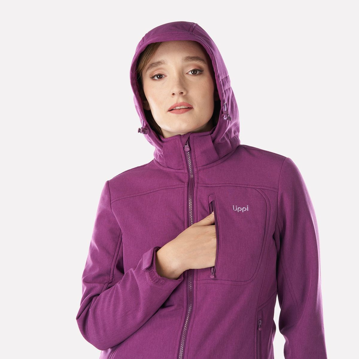 LIPPI - Chaqueta Mujer Macaya Softshell Hoody Jacket Melange Purpura Lippi