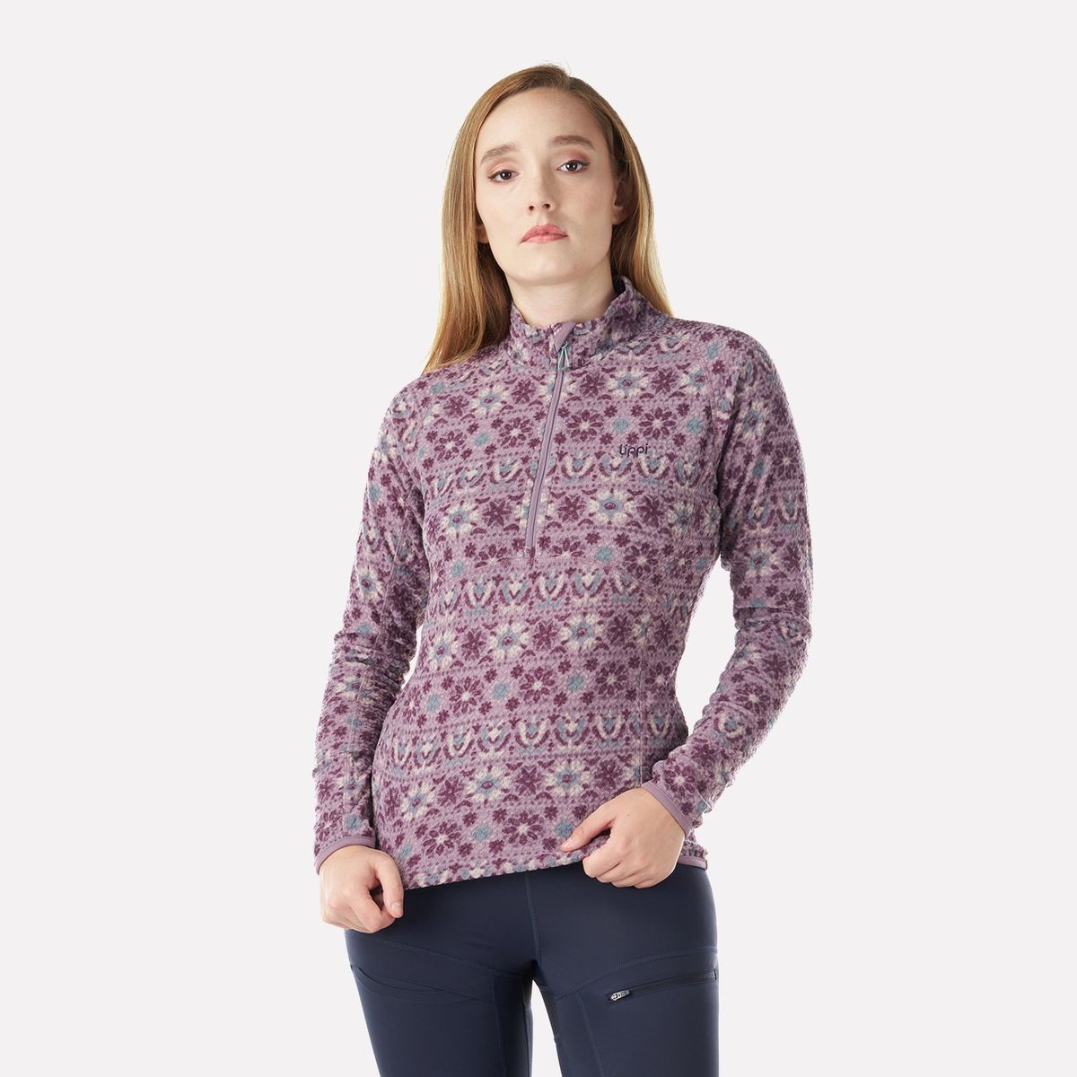LIPPI - Poleron Mujer Jacaranda Nano-F 14 Zip Print Palo Rosa Lippi