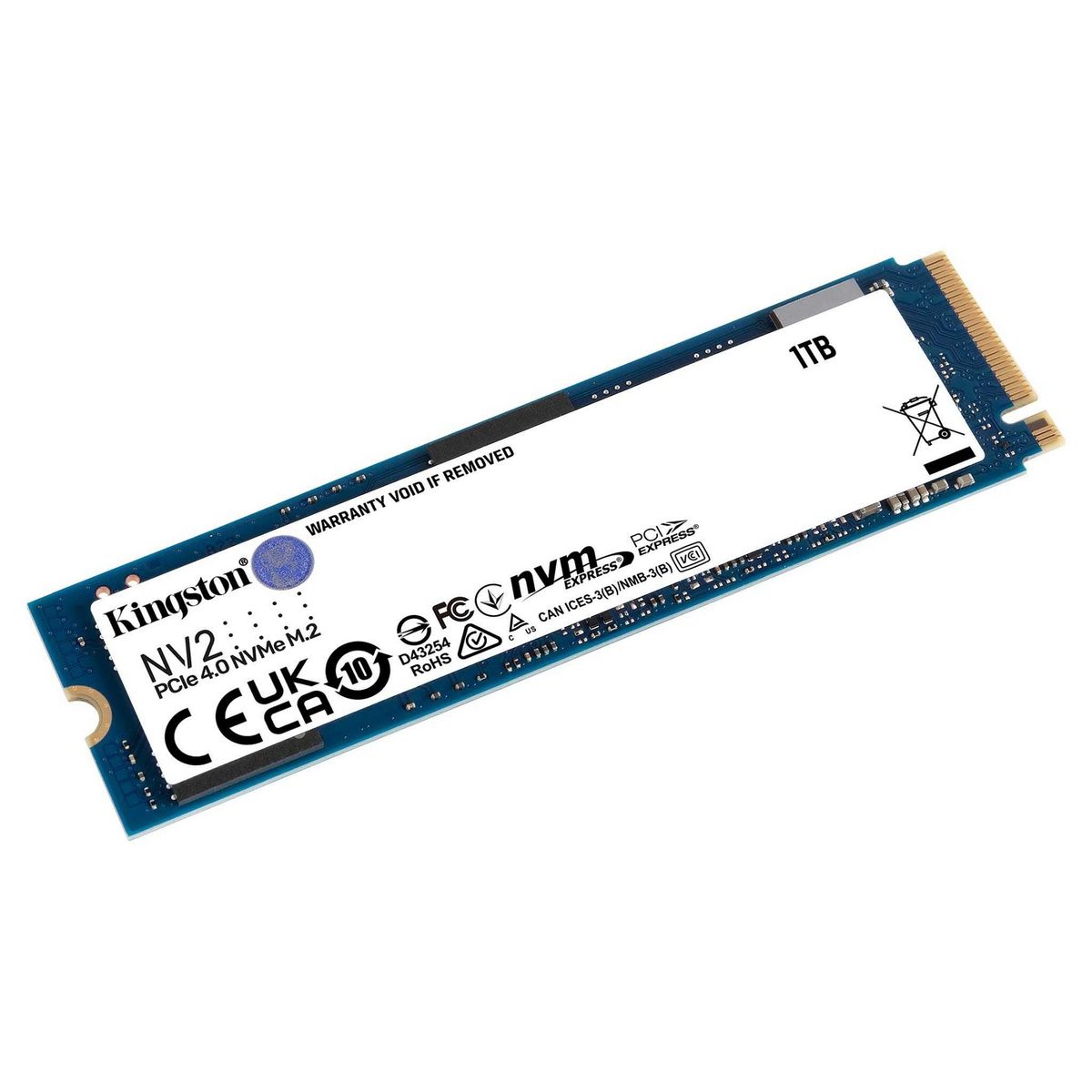 KINGSTON - SSD NV2, 1TB NVMe, PCIe 4.0, Lectura 3500 MB/s Escritura 2100 MB/s
