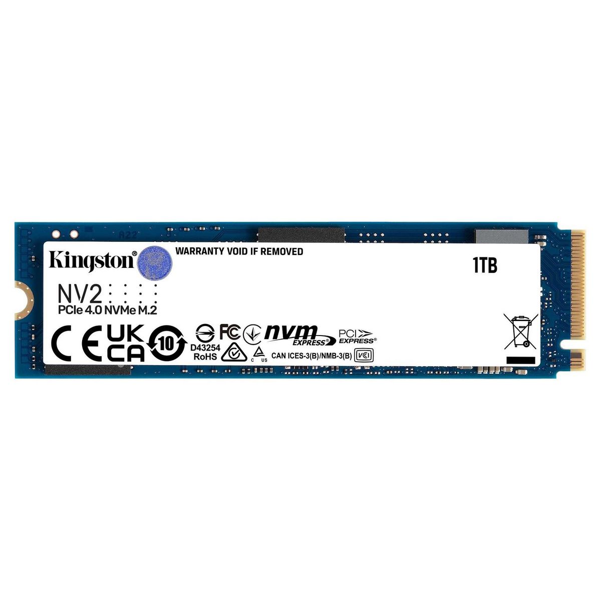 KINGSTON - SSD NV2, 1TB NVMe, PCIe 4.0, Lectura 3500 MB/s Escritura 2100 MB/s