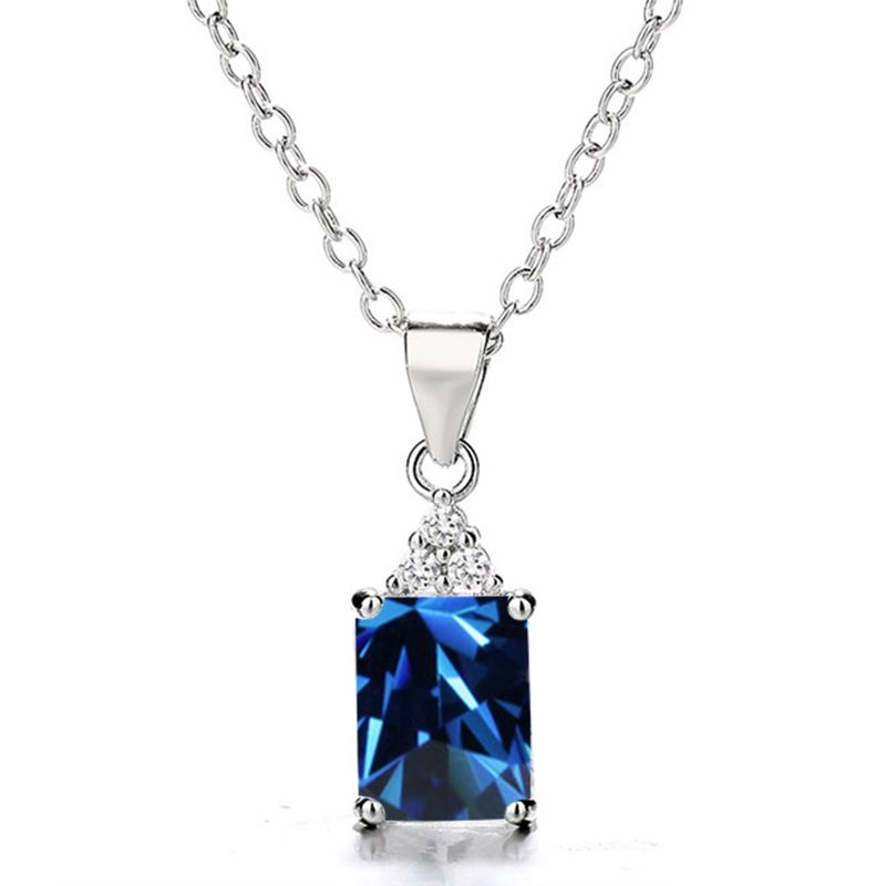 GENERICO - Collar Con Colgante Plata 925 Piedras Circones Elegante