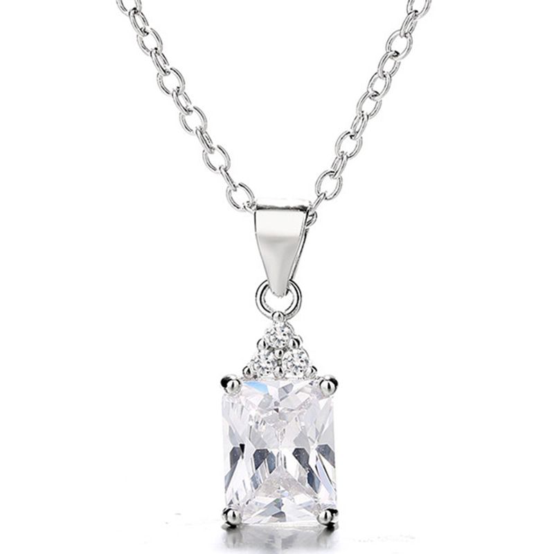 GENERICO - Collar Con Colgante Plata 925 Piedras Circones Elegante