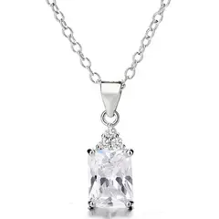 GENERICO - Collar Con Colgante Plata 925 Piedras Circones Elegante