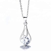 Collar Con Colgante Plata 925 Gota Circón Diseño Elegante Joya Mujer