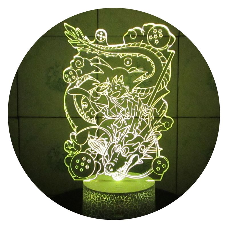 3DILUTION - Lámpara 3d Escritorio Goku Niño Shenlong Base Agrietada