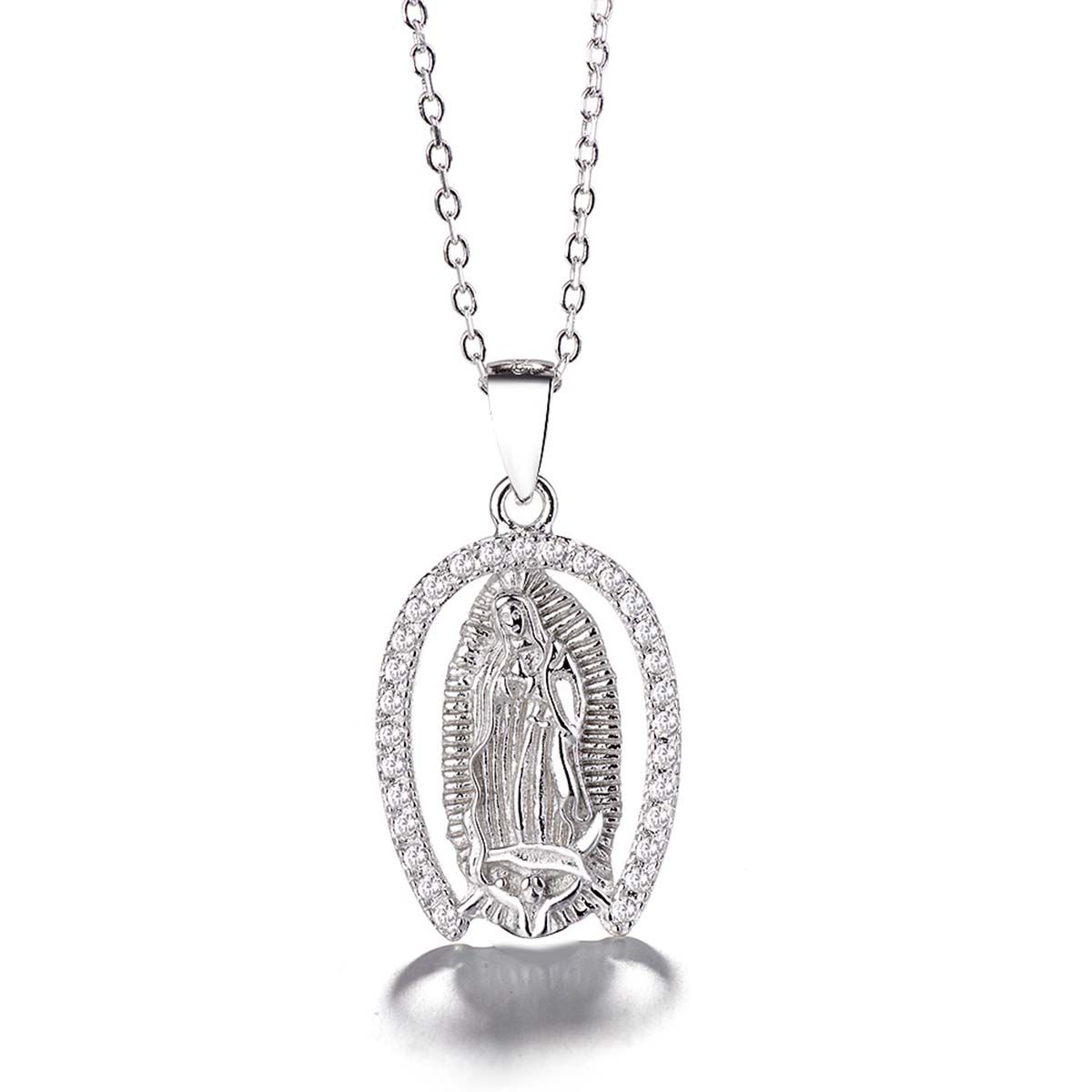GENERICO - Collar con Colgante Plata 925 Virgen Circones Religioso Joya Mujer