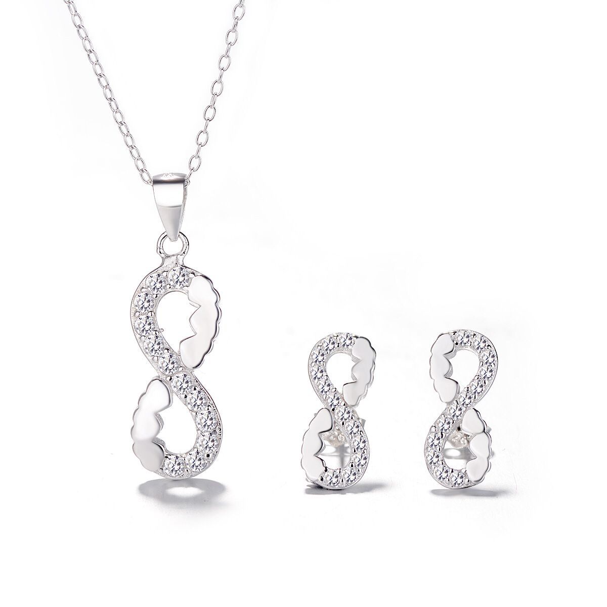 GENERICO - Collar Colgante Cadena Aros Plata 925 Infinito Joya Mujer