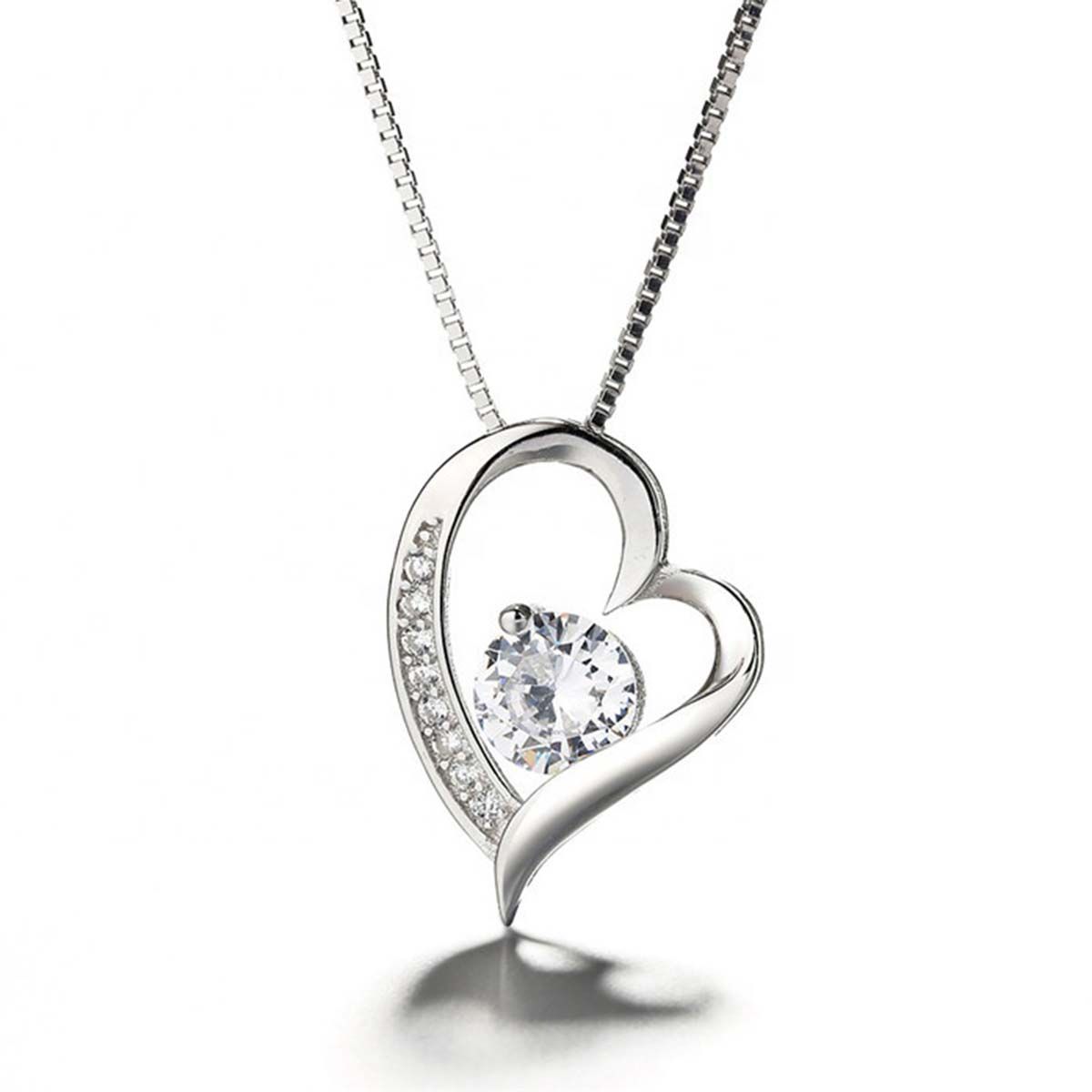 GENERICO - Collar Con Colgante Plata 925 Corazón Circones Elegante Joya Mujer