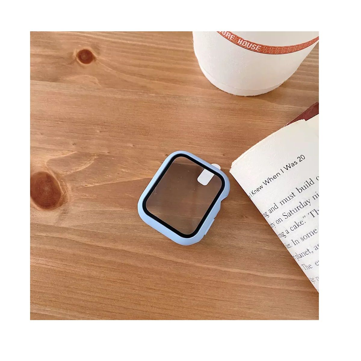 GENERICO - Protector 360 Para Apple Watch 44mm con vidrio templado Azul pastel