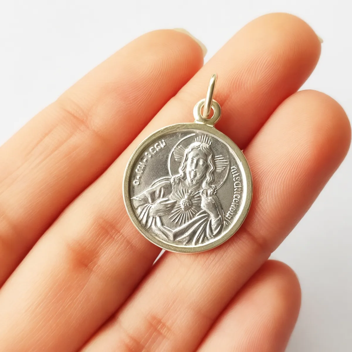 COGGIOLA - Colgante Medalla Sagrado Corazón 20mm Plata Fina 925