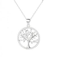 Collar Colgante Plata 925 Árbol De La Vida Circones Blancos Joya Mujer