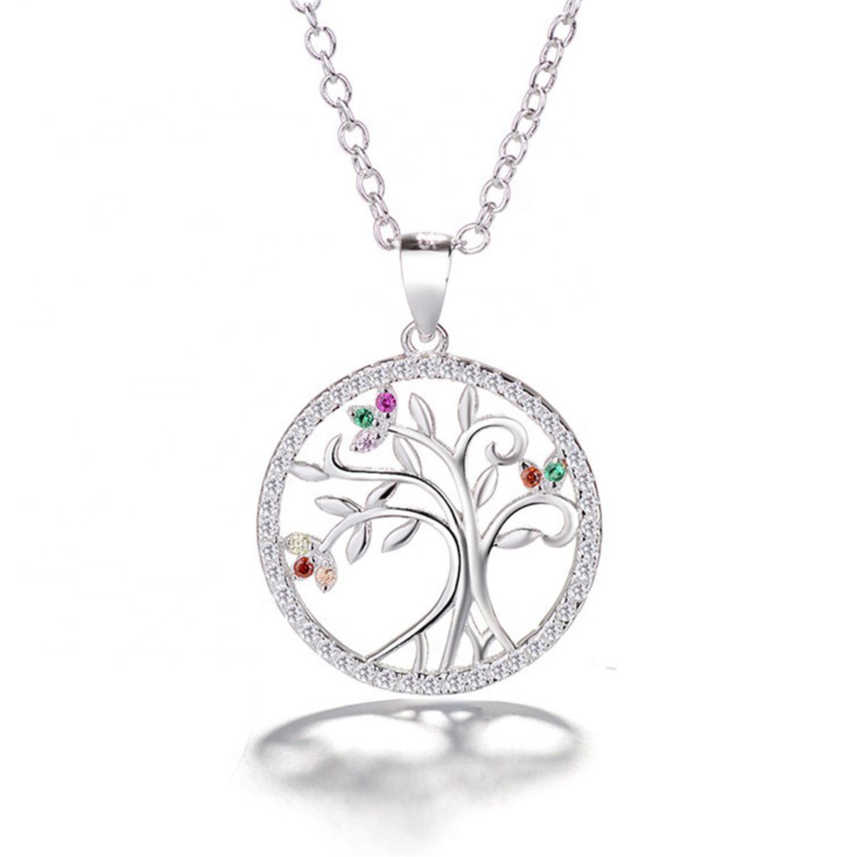 GENERICO - Collar Colgante Plata 925 Árbol De La Vida Circones Colores Joya Mujer.