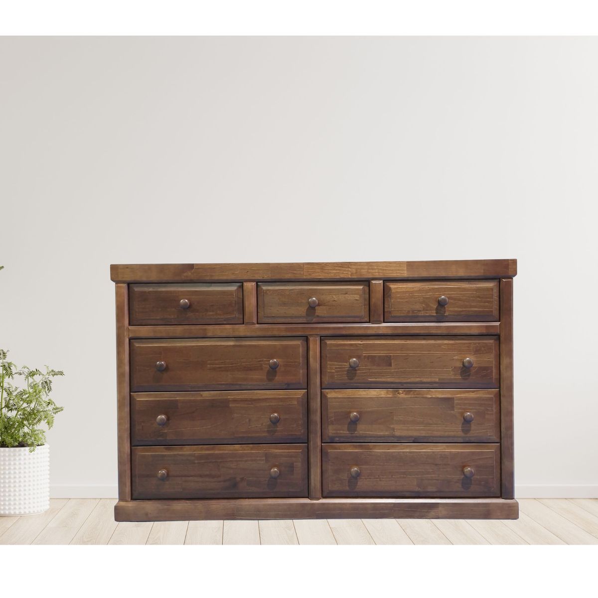 MUEBLES DURAN - Cómoda Victoria 9 Cajones color Chocolate