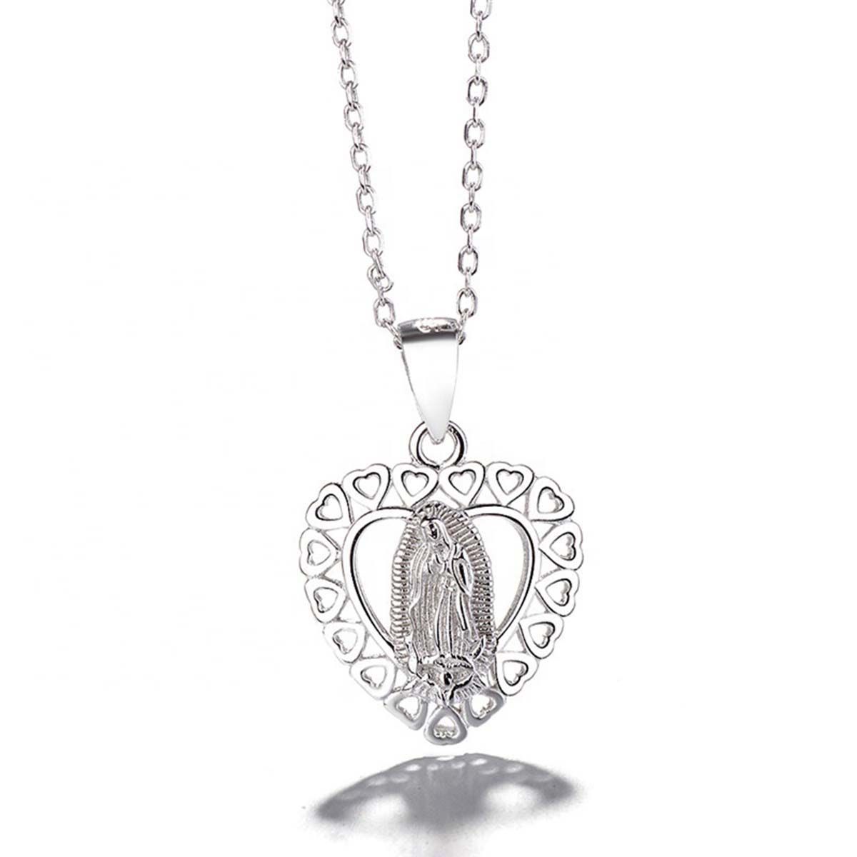 GENERICO - Collar Con Colgante Plata 925 Virgen Diseño Religioso